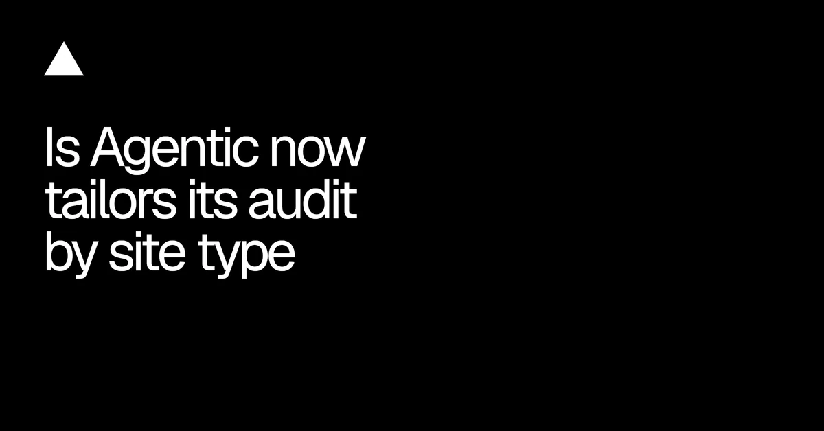 Is Agentic now tailors its audit by site type