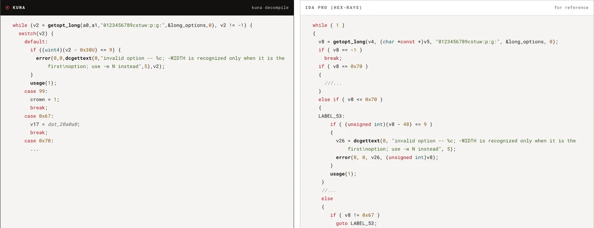 Kuna: Decompiler Development in the Age of Coding Agents