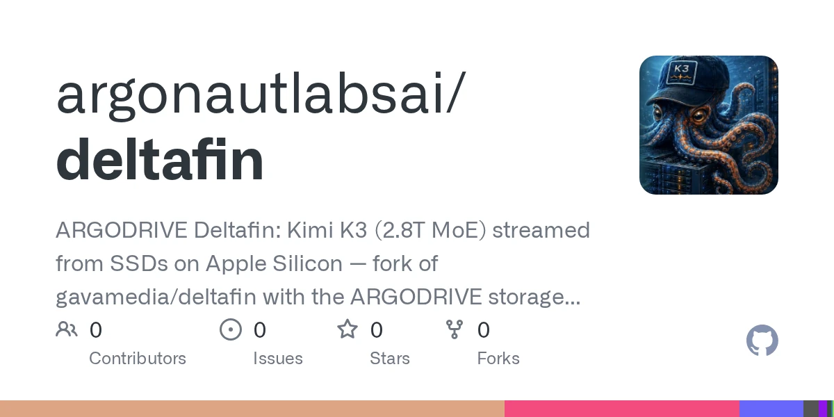 Kimi K3 (2.8T) at 1 token/s on a MacBook Pro, streamed from four SSDs