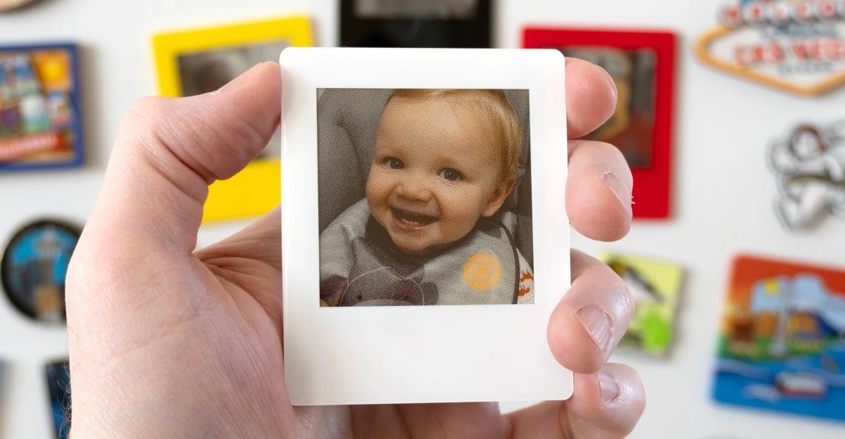These reusable digital Polaroids are a clever way to cover a fridge in memories