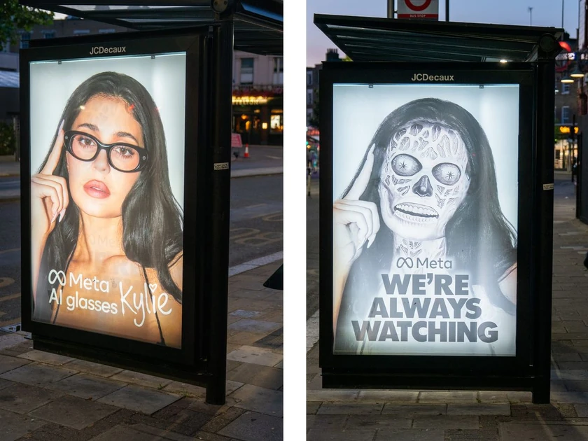 Guerrilla London Bus Ads Mock Kylie Jenner's Meta Glasses Campaign