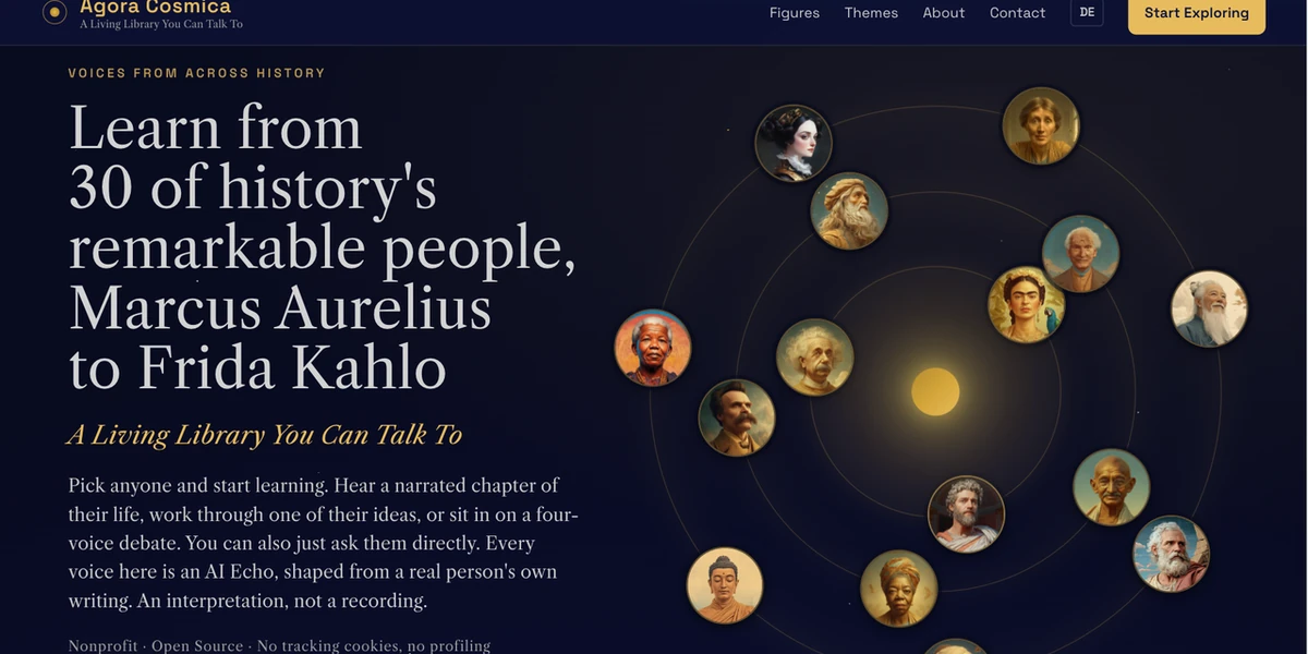 Show HN: Learn from 30 historical figures, open source, nonprofit, self-hosted