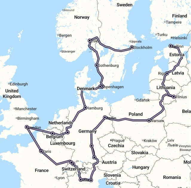 Interrail: 6,379Km and 13 Countries over 7 weeks