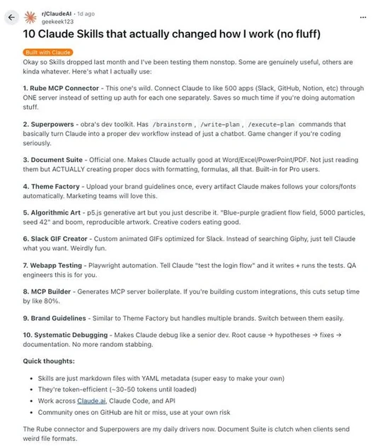 Artificial Intelligence Learning Hub | here are 10 Claude Skills that will actually change how you work👇 | Facebook