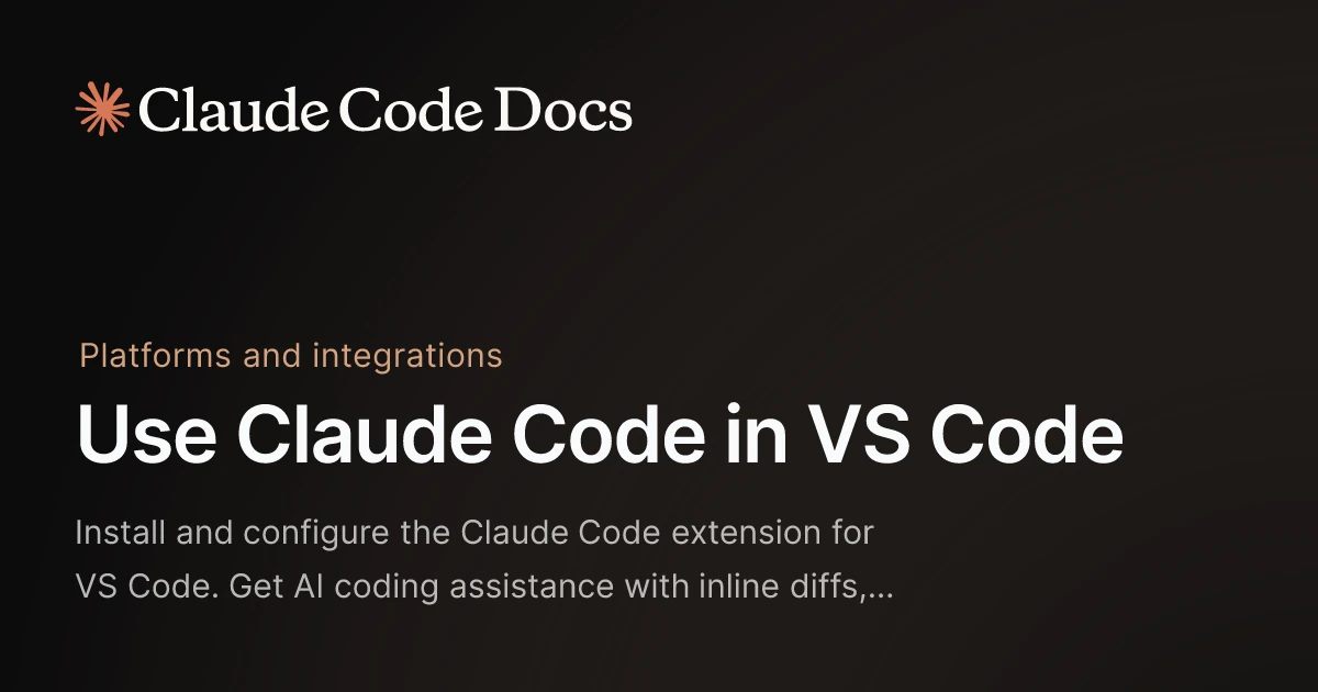 Use Claude Code in VS Code - Claude Code Docs