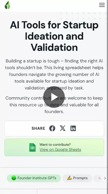 AI Tools for Startup Ideation and Validation | Founder Institute | Founder Institute
