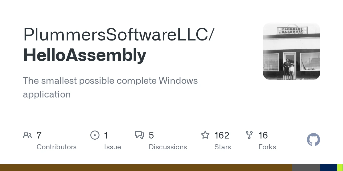 HelloAssembly The smallest possible complete Windows application