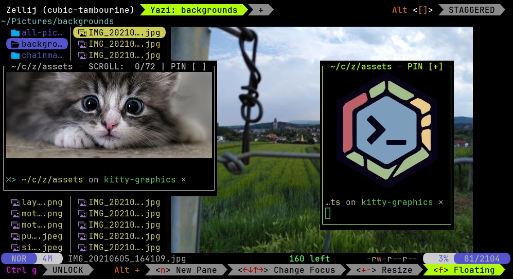 Zellij 0.45.0: nested sessions, Kitty graphics, a fresh UI