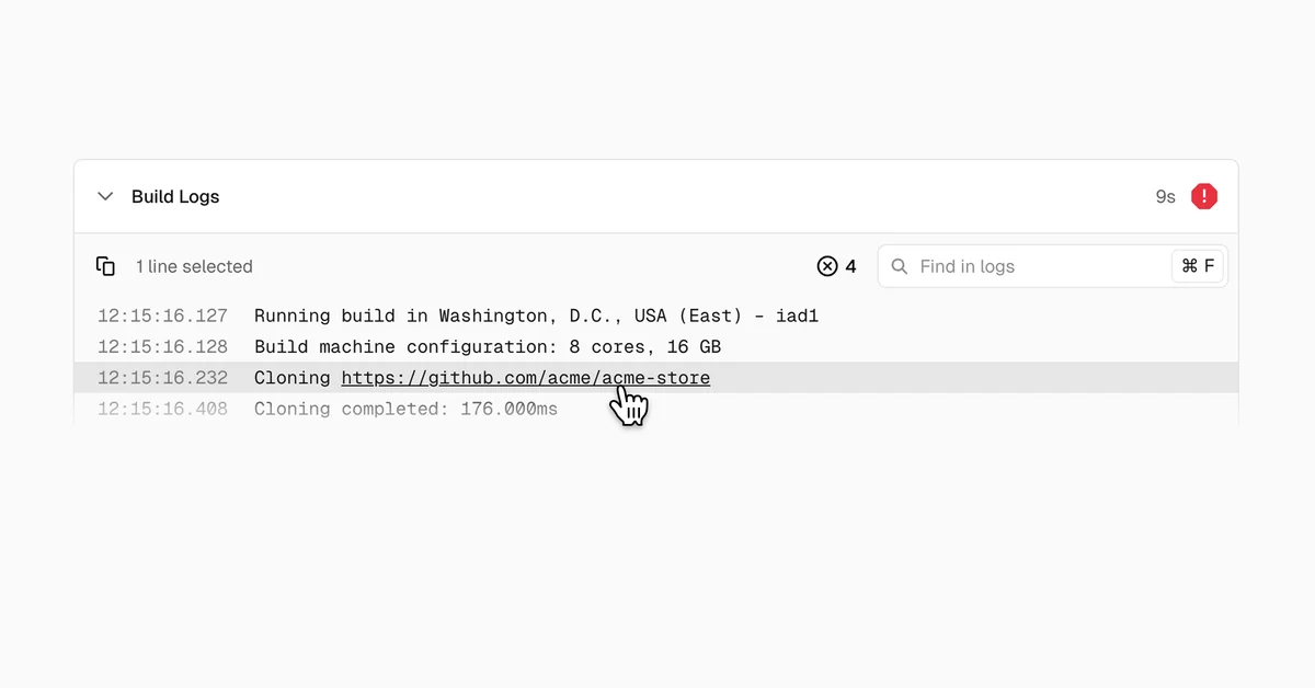 Build logs now support interactive links - Vercel