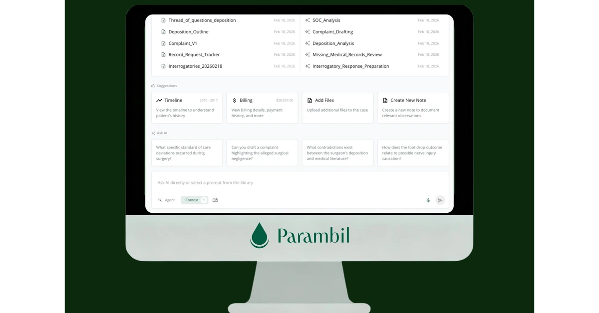 Parambil Launches Agentic AI Platform for Complex Litigation