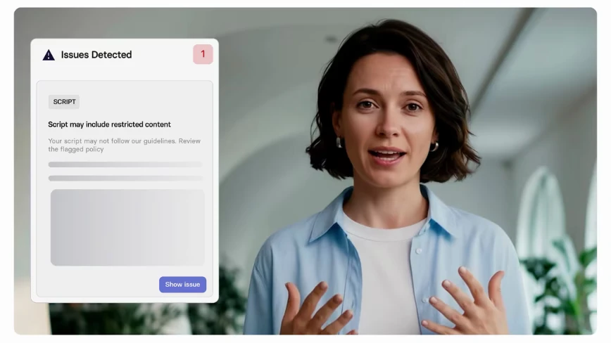 Synthesia partners with Cinder to scale moderation before a frame renders