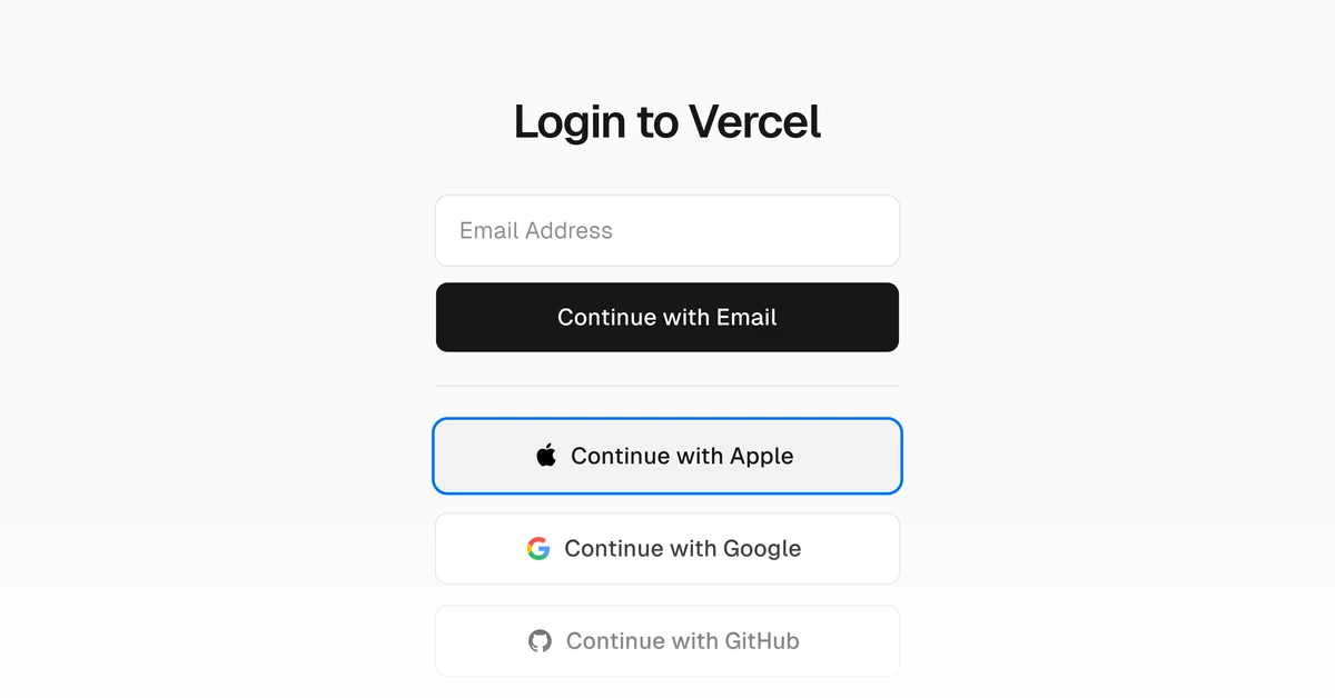 Support for Sign in with Apple - Vercel