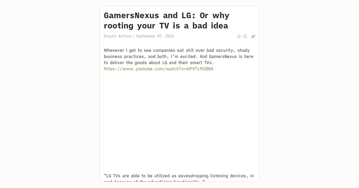 GamersNexus and LG: Or why rooting your TV is a bad idea