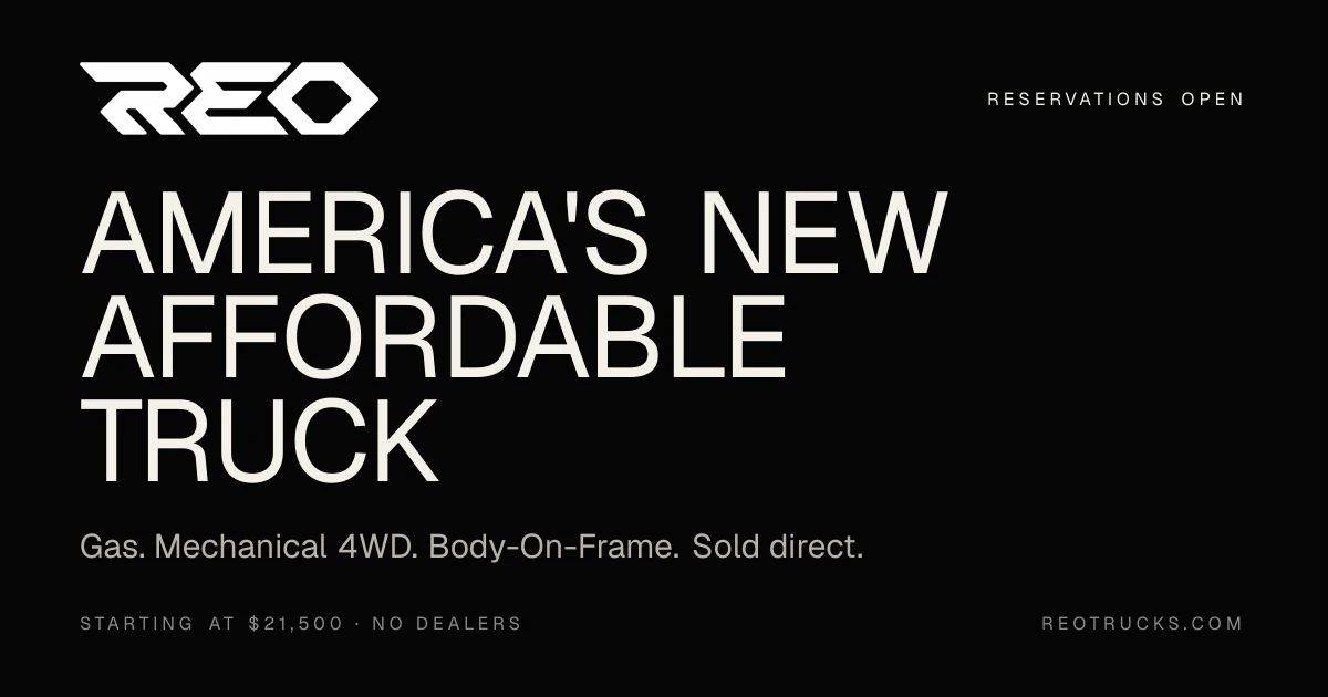 REO Trucks I4 4WD Pickup Truck Starts at $21,500