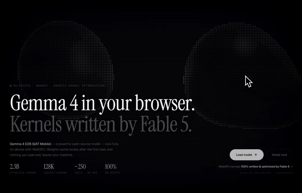 Fable 5 pushed Gemma 4 to 255 tok/s on WebGPU