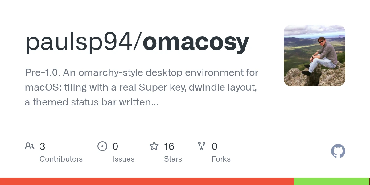 Show HN: Omacosy – Omarchy-style tiling desktop for macOS, no SIP