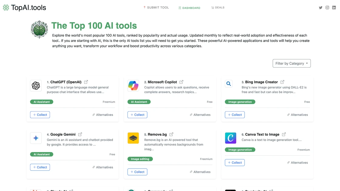 The Top 100 AI Tools - Ultimate AI tools list