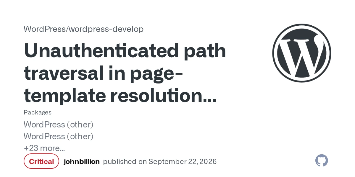 WordPress: Unauthenticated path traversal in page-template resolution