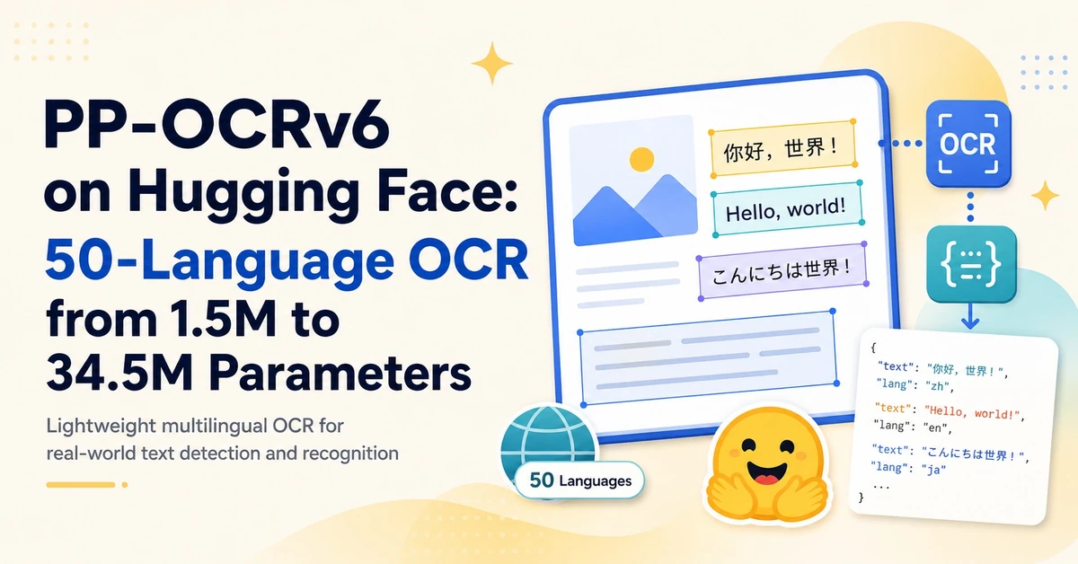 PP\-OCRv6 on Hugging Face: 50\-Language OCR from 1\.5M to 34\.5M Parameters