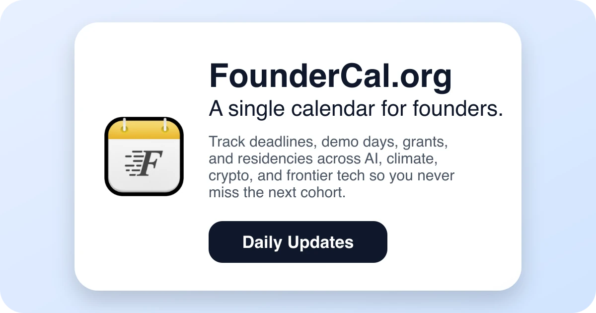 FounderCal.org — Accelerator Deadline Calendar