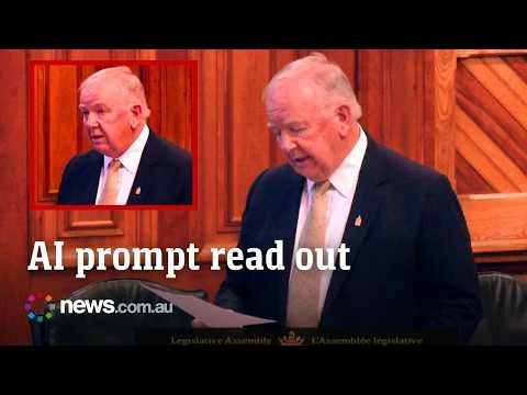 Politician reads AI prompt during assembly