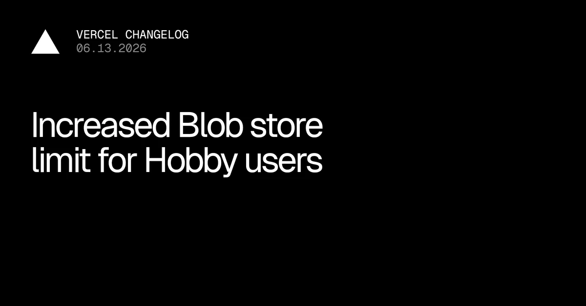 Increased Blob store limit for Hobby users