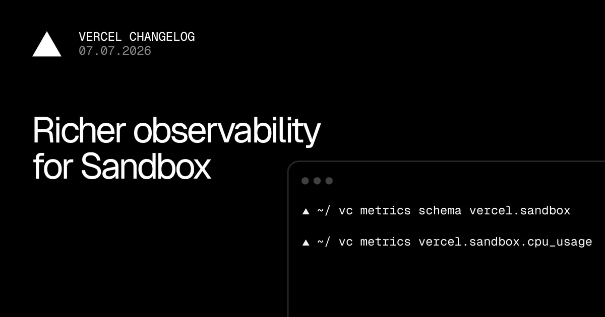 More granular observability for Vercel Sandbox