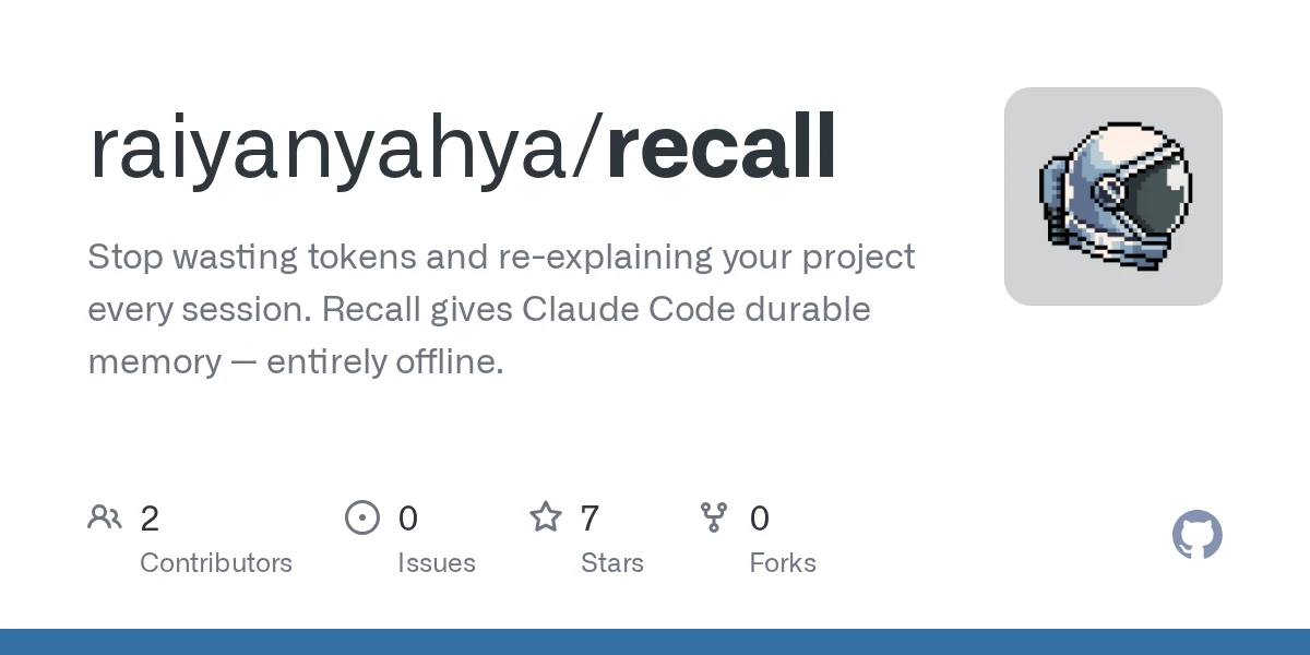 Stop wasting tokens and re explaining your project between sessions
