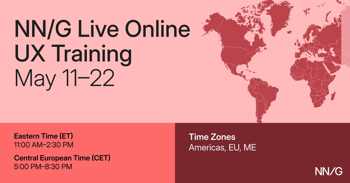 May Live Online UX Training 2026 Agenda | Nielsen Norman Group