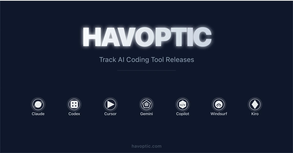 Havoptic - AI Tool Releases | Track Claude Code, Cursor, Gemini CLI, Copilot & Devin Desktop Updates