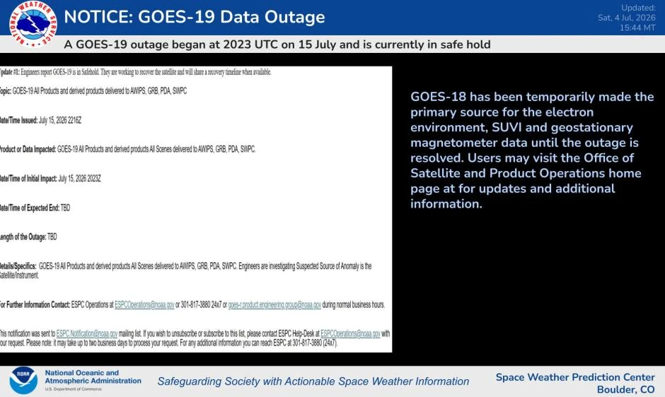 Goes-19 weather satellite enters Safe Hold mode