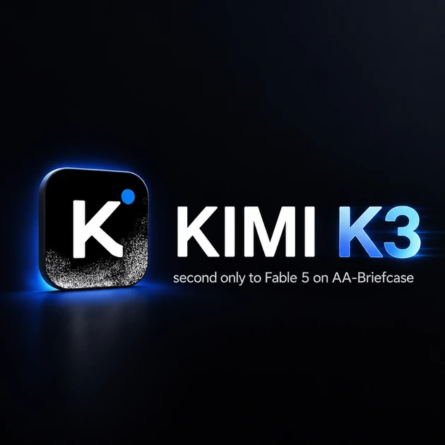 Kimi K3: second only to Fable 5 on AA-Briefcase