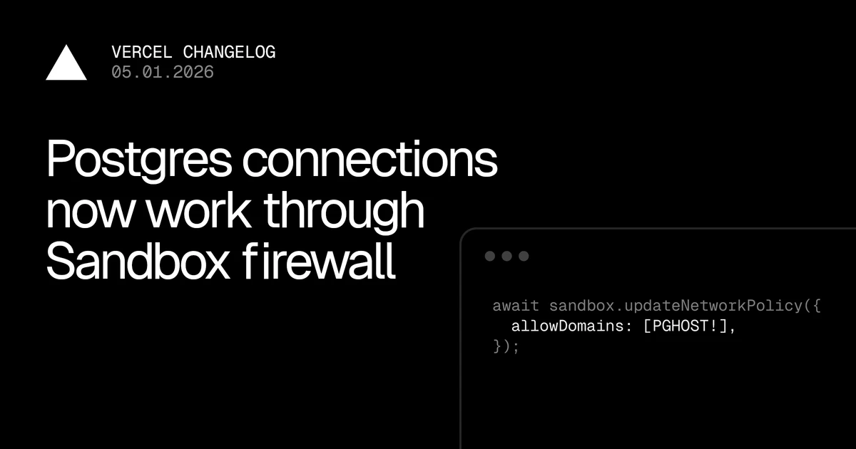 Postgres connections now work through Sandbox firewall