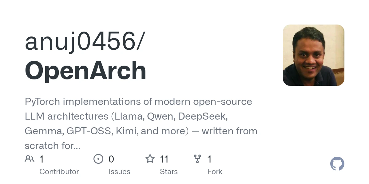 OpenArch – PyTorch implementations of modern LLM architectures