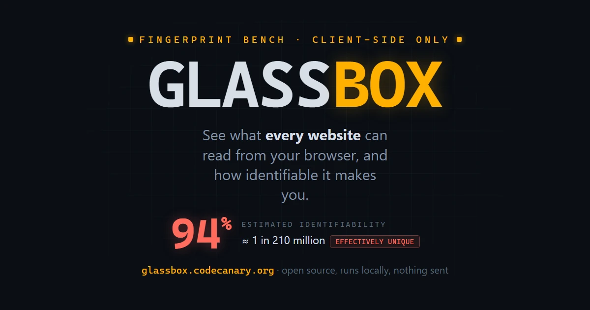 Show HN: GlassBox – what the browser reveals, and how identifiable you are