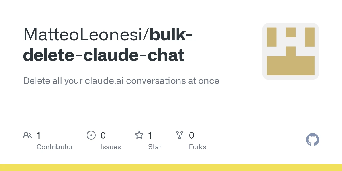 Show HN: Script to bulk delete Claude chats from the web UI