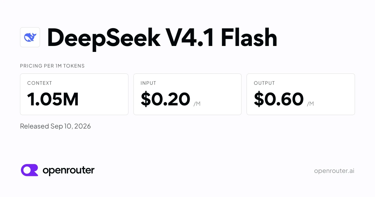 DeepSeek V4.1 Flash - API Pricing & Benchmarks | OpenRouter