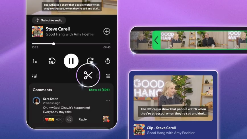 Spotify now lets listeners clip and share moments from any podcast