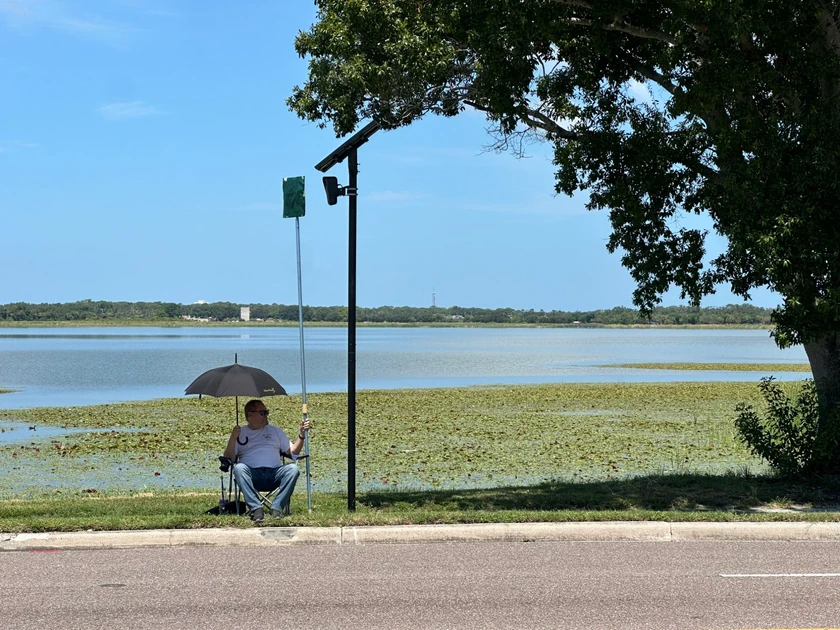 A 77-year-old Republican man is staging a solo protest against Flock cameras