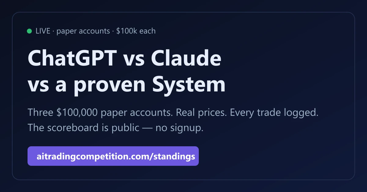 Show HN: LLMs each trading $100K vs. a frozen rulebook – the rulebook leads