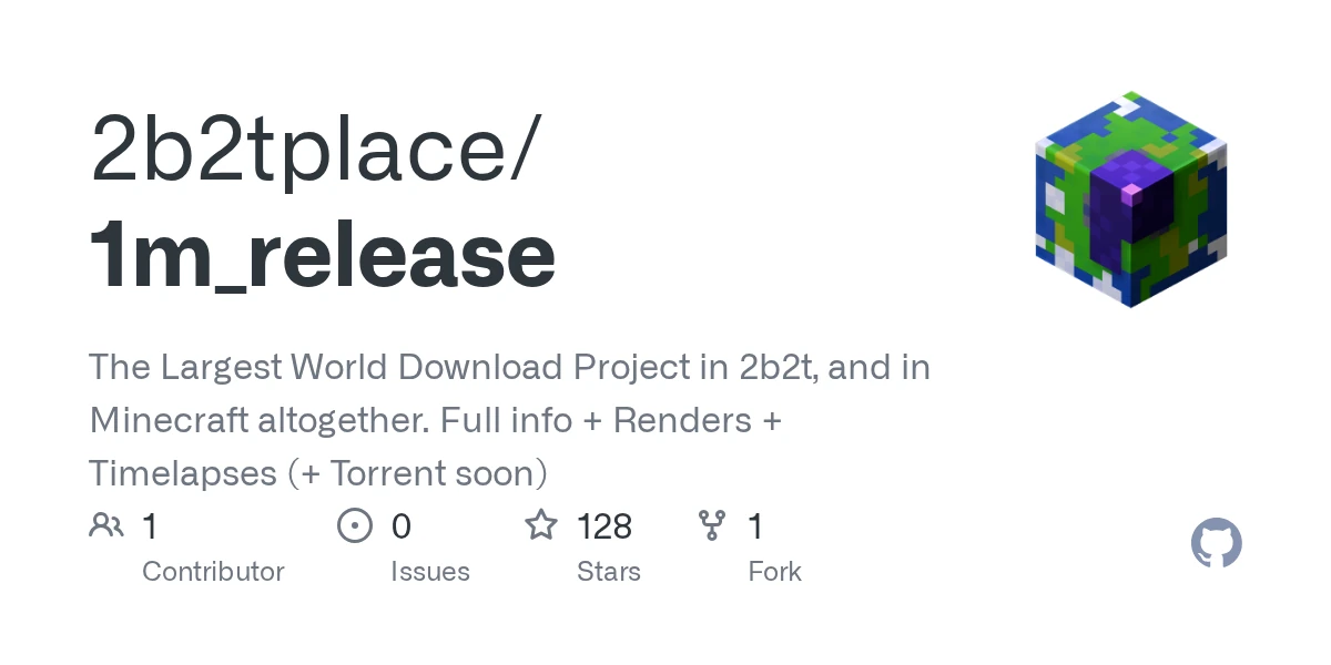 1024000^2 Blocks, 2B2T Minecraft Server World Download Project, and Discoveries