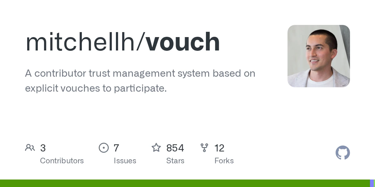 GitHub - mitchellh/vouch: A contributor trust management system based on explicit vouches to participate.