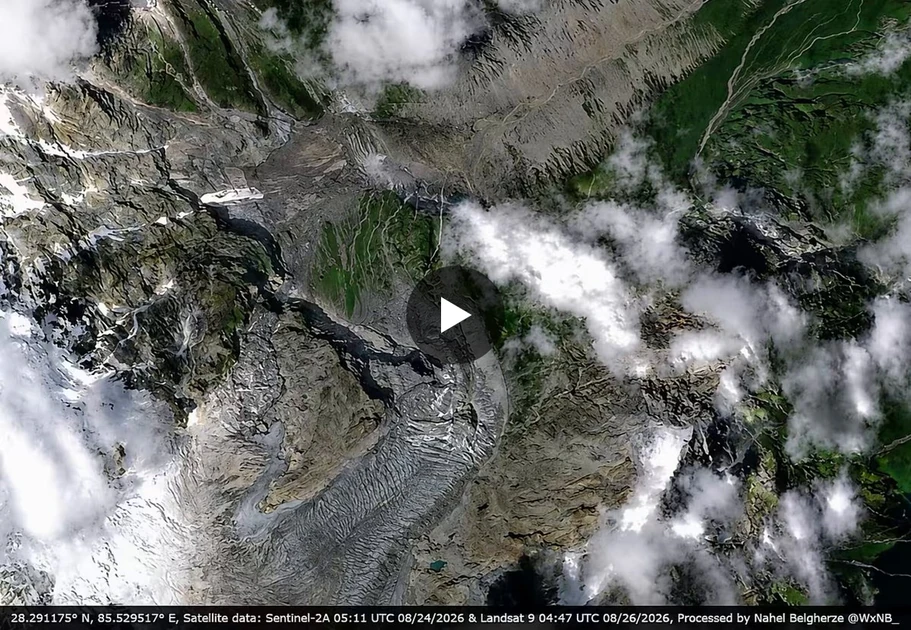Landsat 9 pass captured the effects of yesterday's catastrophic glacier collapse