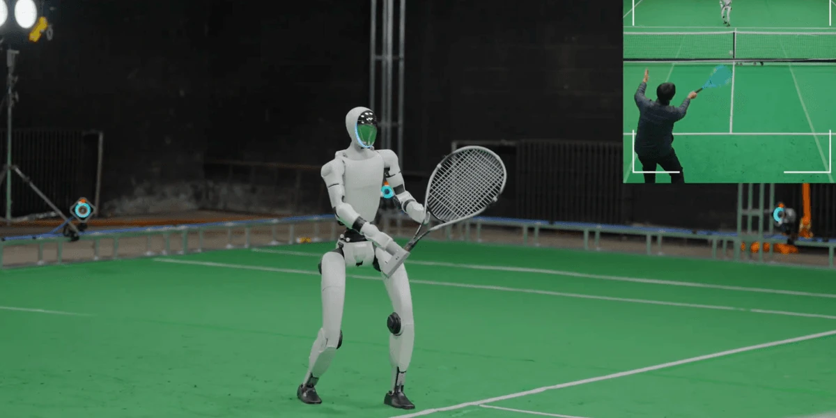 Watch This Humanoid Robot Learn Tennis by Playing a Human