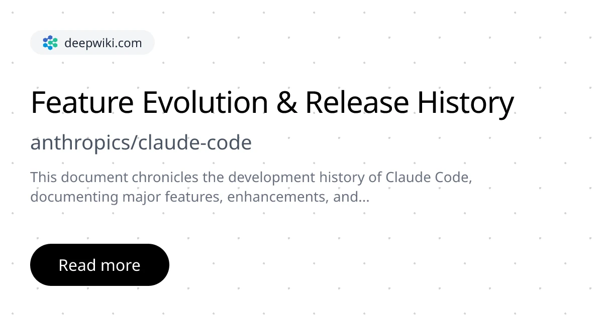 Feature Evolution & Release History | anthropics/claude-code | DeepWiki