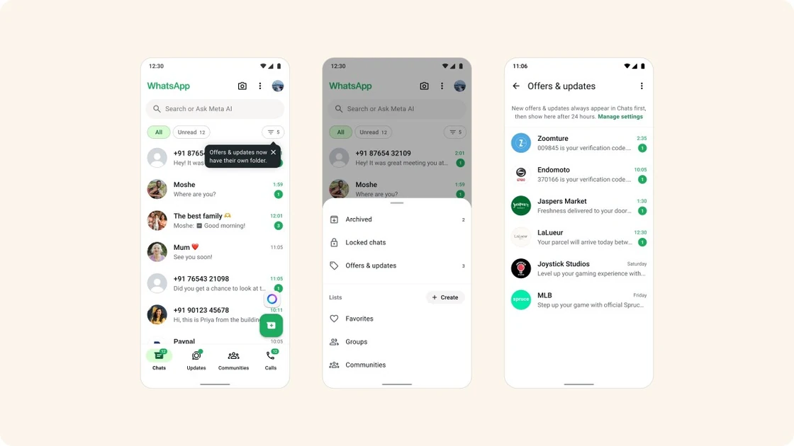 WhatsApp is testing a new folder for messages from large businesses