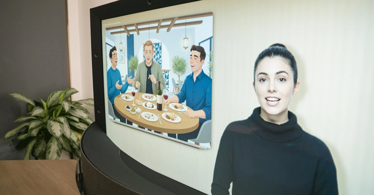 Inside Google’s Beam Lab, an AI face appears