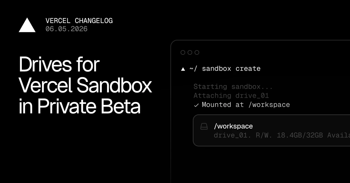 Drives for Vercel Sandbox in Private Beta
