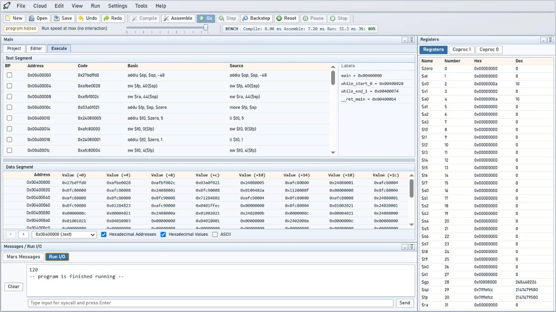 My web version of Mars MIPS, now have builtin C compiler