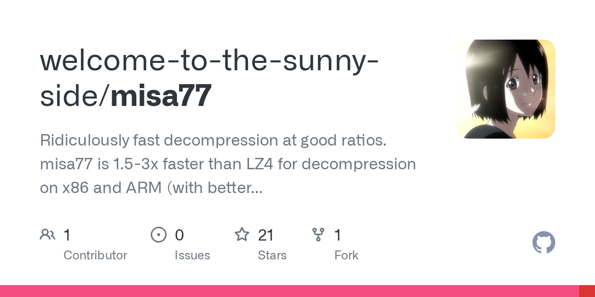Show HN: misa77 - a codec that decodes 2x faster than LZ4 (at better ratios)